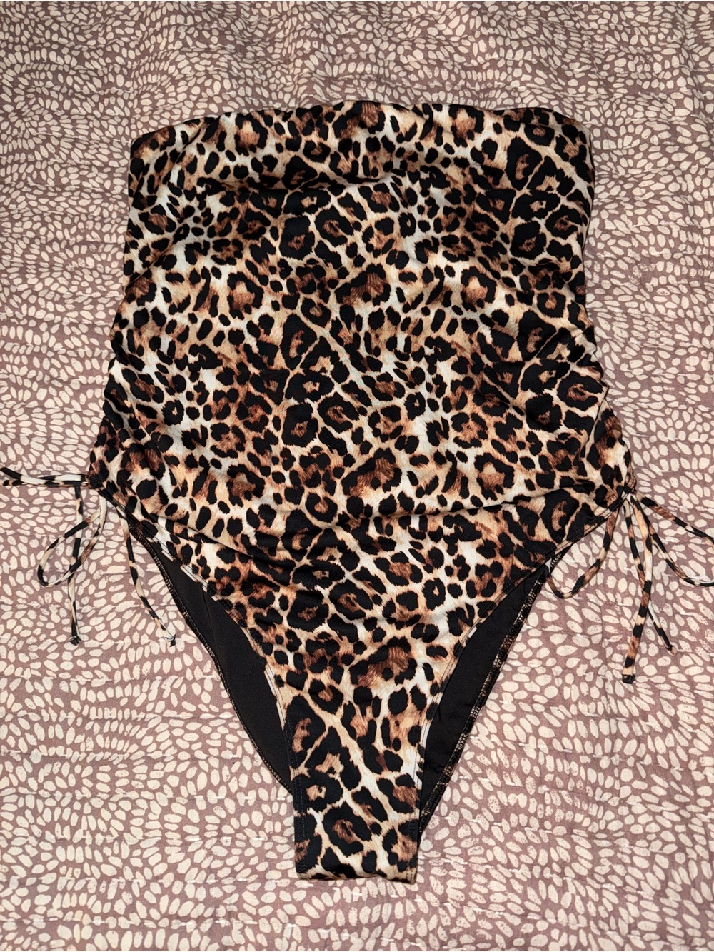 Zara Leopard Print One-Piece Swimsuit - Brown & Black Strapless